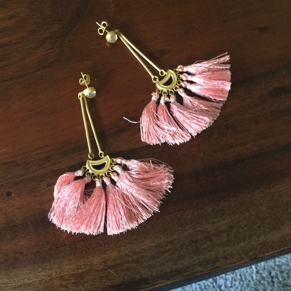 Statement Earrings - Pink Tassel Earrings